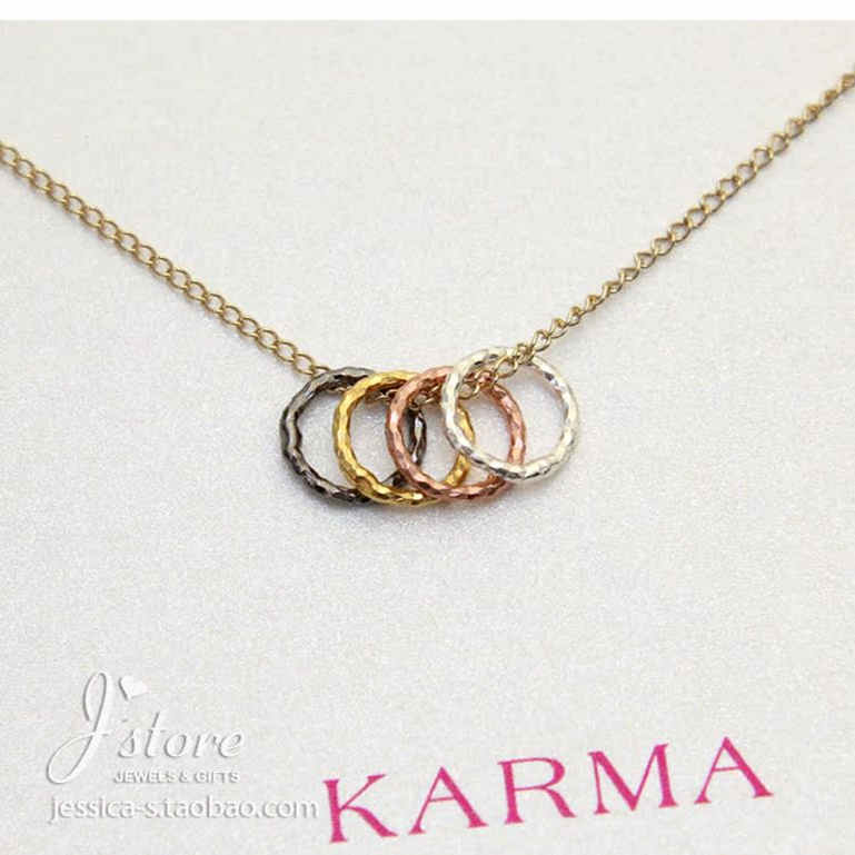 KARMA圆满系列 银镀金四色混搭小圆环项链 Dogeared 许愿项链