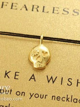 丝线款 银镀金【可爱花骷髅】吊坠 许愿项链 美国Dogeared正品