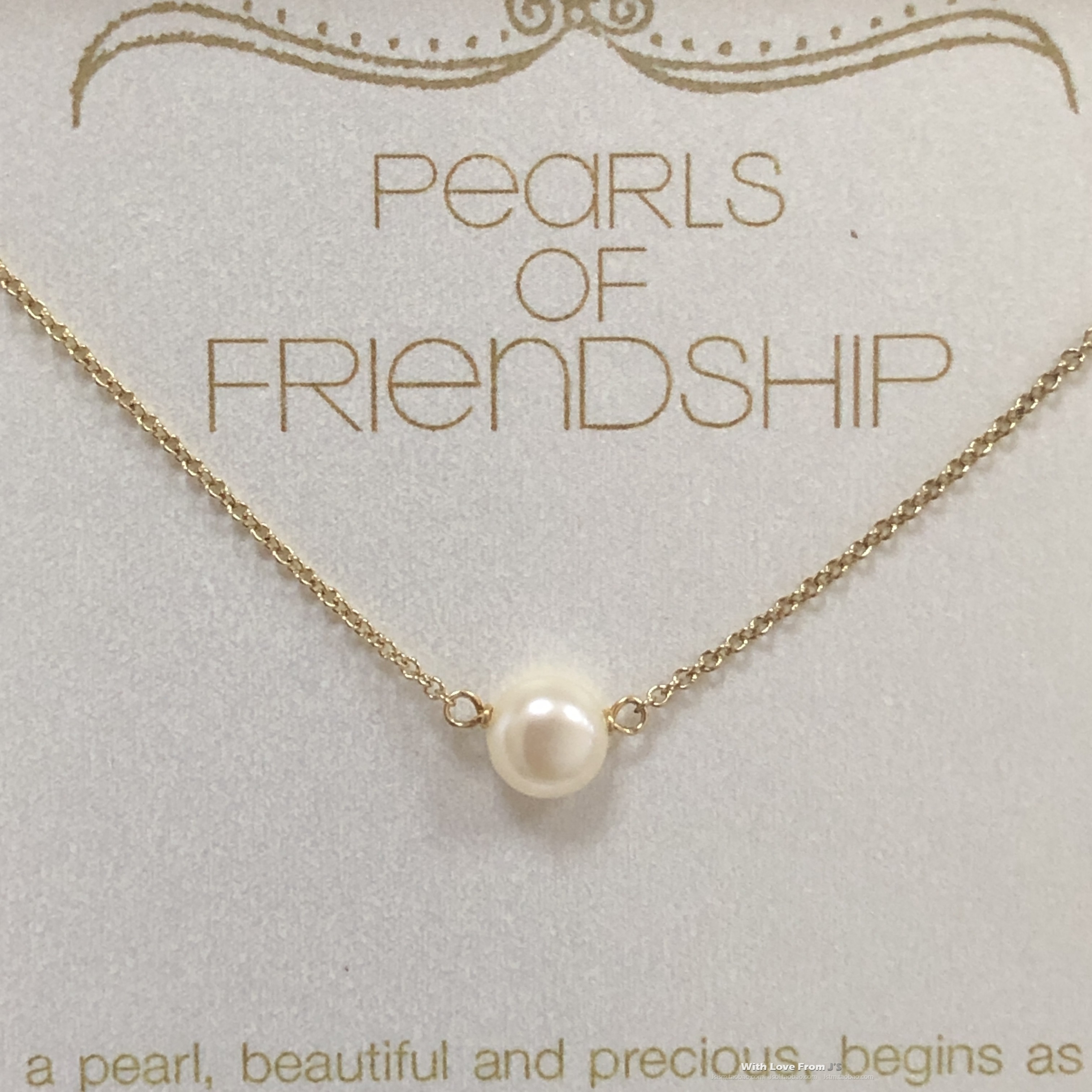 婚礼礼盒装※天然白珍珠 银镀金许愿项链 锁骨链  Dogeared 正品