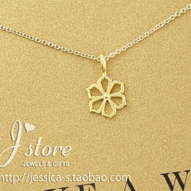 镂空野花 六瓣花许愿项链 925银镀金锁骨链项链 美国Dogeared正品
