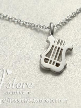 竖琴 许愿项链 925银链锁骨链 乐器银色饰品美国Dogeared正品