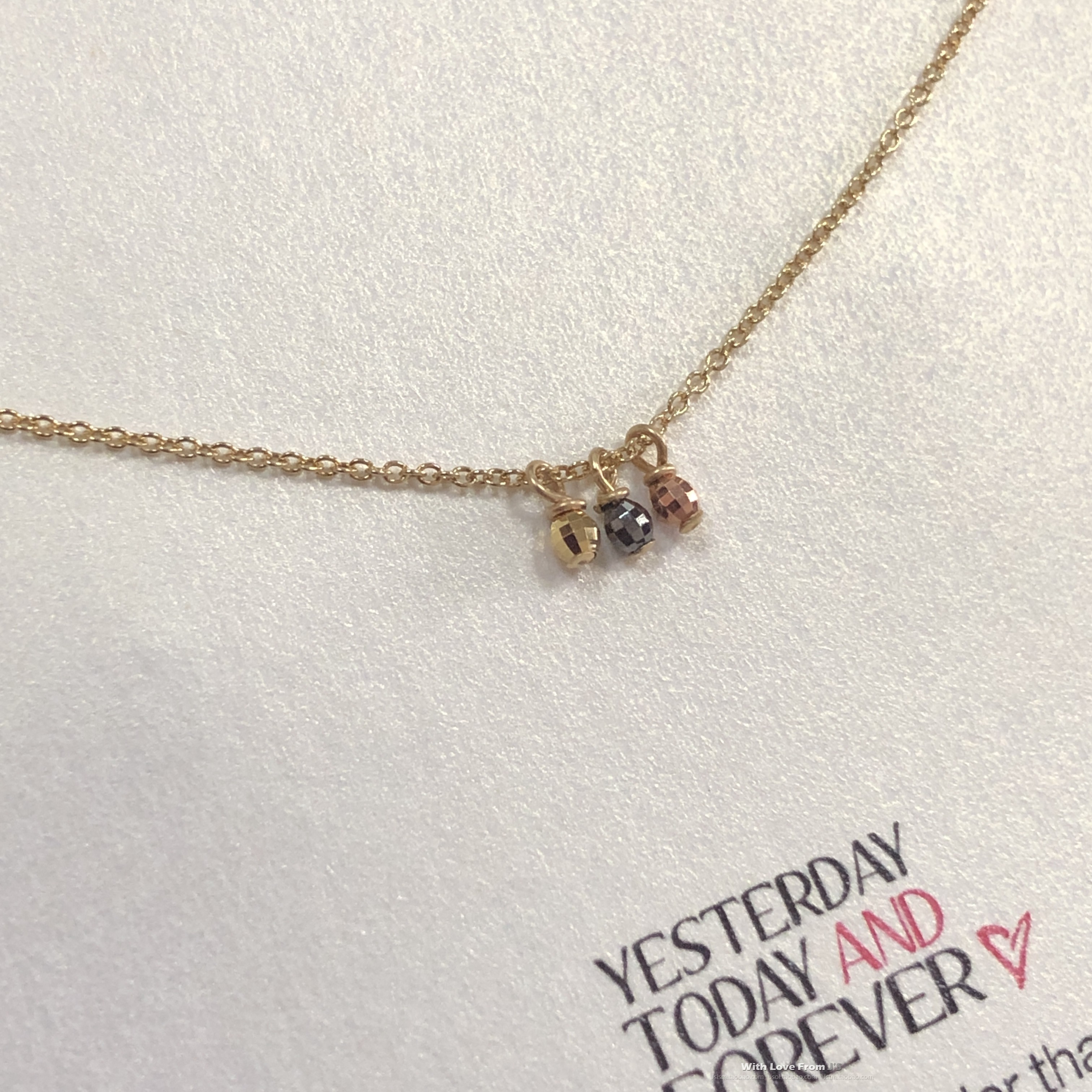 三色珠许愿项链 昨天 今天  银镀金链 镭射珠混搭 Dogeared正品