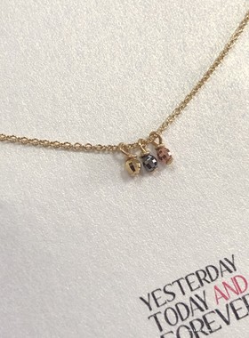 三色珠许愿项链 昨天 今天  银镀金链 镭射珠混搭 Dogeared正品