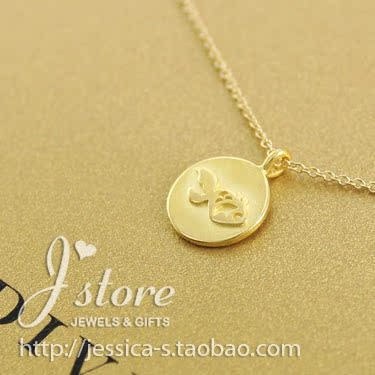 金鱼圆牌 许愿项链 925银镀金 金色锁骨链 潜水 美国Dogeared正品