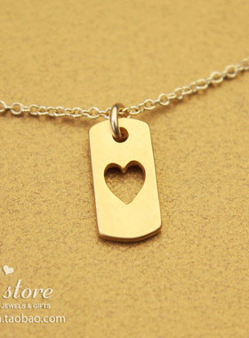 美国 许愿项链 爱心小牌 标签 锁骨链 金色 银饰品Dogeared正品