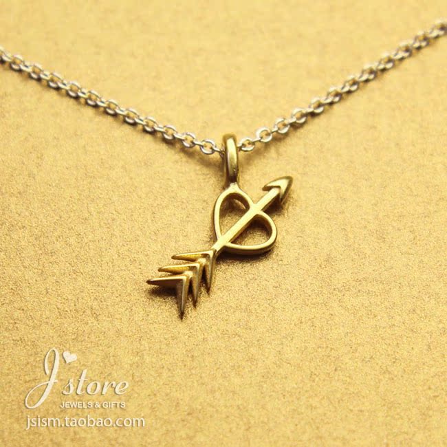 一箭穿心银镀金项链为爱准备