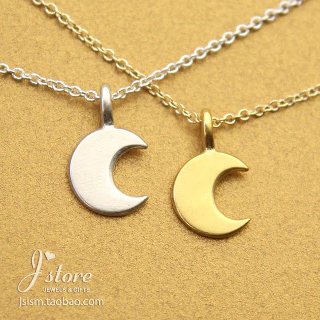 美国 月亮 月光吊坠锁骨链许愿项链金色银色银饰Dogeared正品