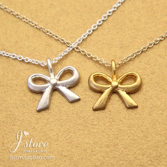 经典蝴蝶结 许愿项链 925银锁骨链项链 银饰品 美国Dogeared正品
