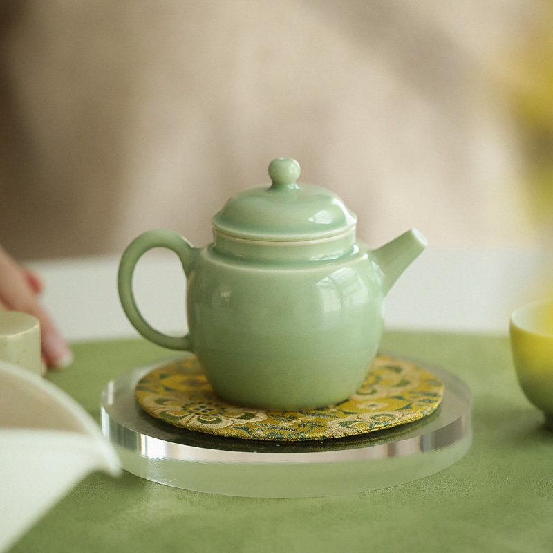 雅辑 青玉小若离壶。功夫茶具 手工泡茶壶 高温颜色釉 景德镇瓷