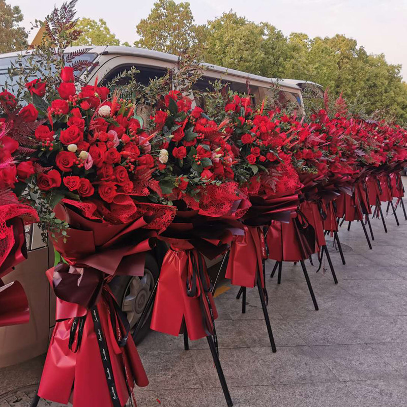 韩式高档开业花篮鲜花速递上海同城配送乔迁庆典开张公司三角脚架