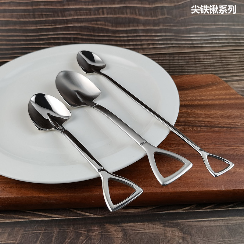 AJ115尖铁锹系列18/10不锈钢餐具大号小号西瓜勺冰淇淋勺搅拌勺子 - 实物图