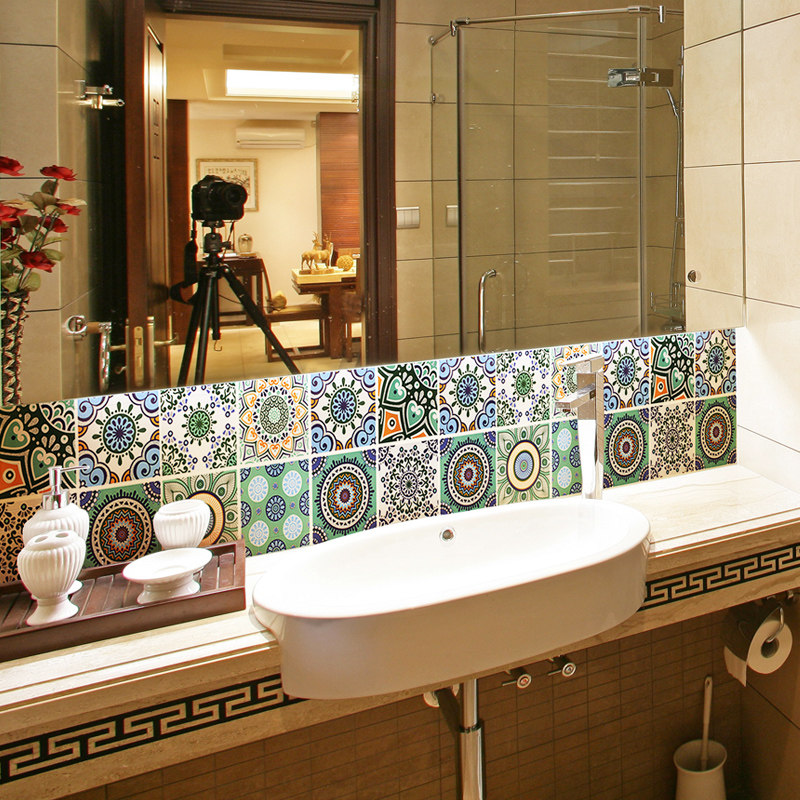 欧式厨房防油浴室防水自粘贴纸客厅墙面装饰贴画卫生间仿小花砖贴,家居饰品,软装墙贴,淘宝优惠券,粉丝福利购,淘宝优惠卷