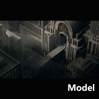 Model ArtDeco装饰艺术风格建筑kitbash3d模型资源