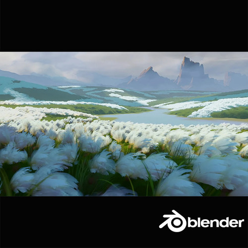 Blender 手绘风格化草野外植物EEVEE预设库Painterly Grass