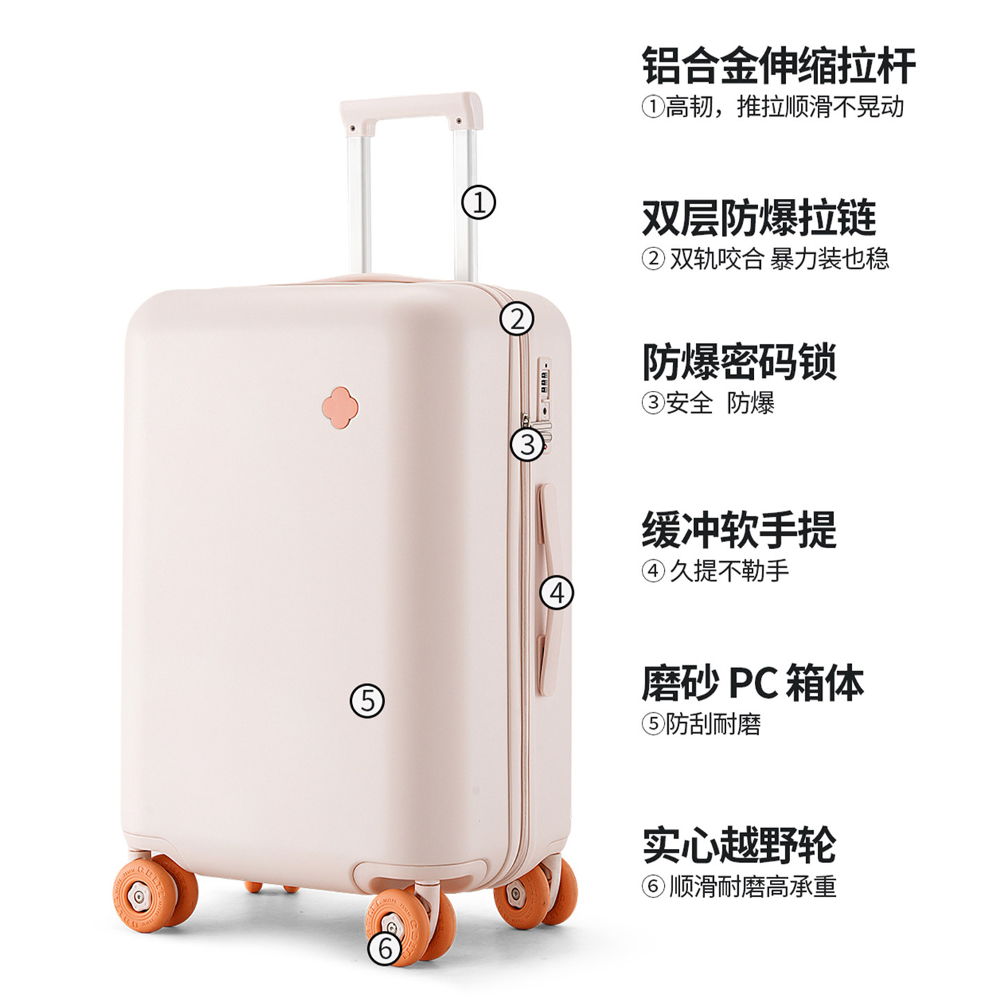 袋鼠小行李箱女士2026新款20寸登机箱pc材质结实耐用拉杆旅行密码