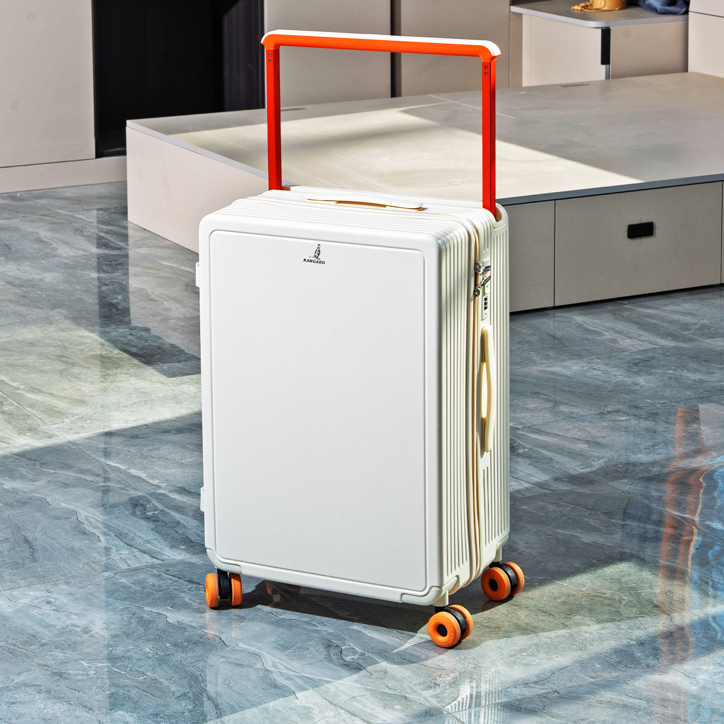 袋鼠行李箱宽拉杆箱结实耐用加厚pc材质静音万向轮20寸登机旅行箱