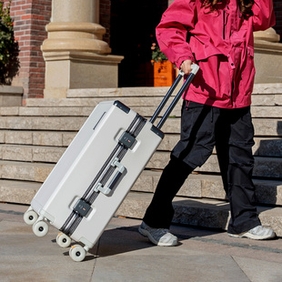 袋鼠行李箱女生高颜值多巴胺24寸2026新款铝框登机拉杆旅行箱子20