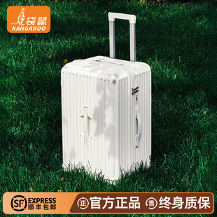 袋鼠行李箱纯pc材质拉链款双层大容量三七分新款24拉杆旅行26寸37