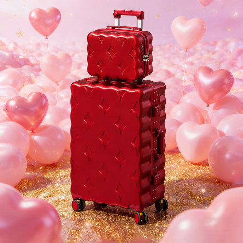 袋鼠红色行李箱结婚陪嫁一对女方新婚婚礼拉杆密码皮箱子子母24寸