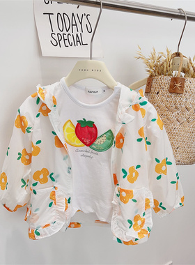 韩单春款轻薄小清新外套黄色花朵防晒衣空调服田园风文艺小清新