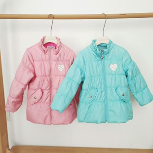 日单纯尾女童纯色棉服柔软舒适 无帽