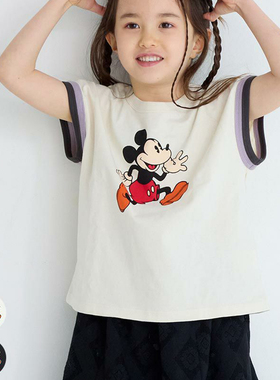 日单潮牌马牌markeys新款男女童纯棉T恤迪士尼米奇T恤史努比上衣