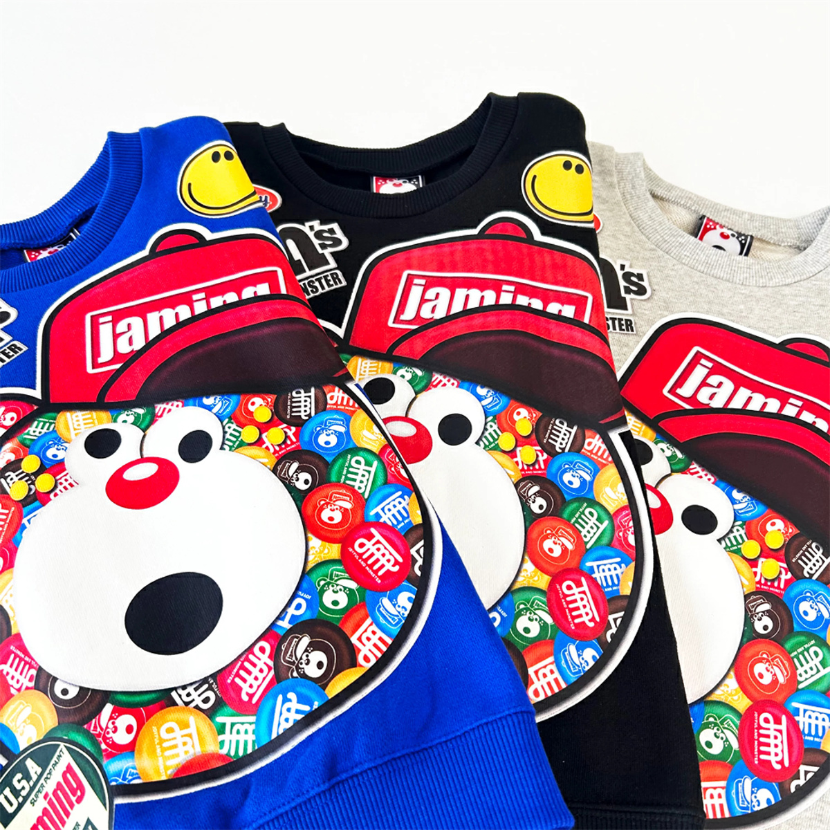 日单纯原JAM男女童卡通圆领丝圈卫衣绵软舒适亲肤高品质上衣