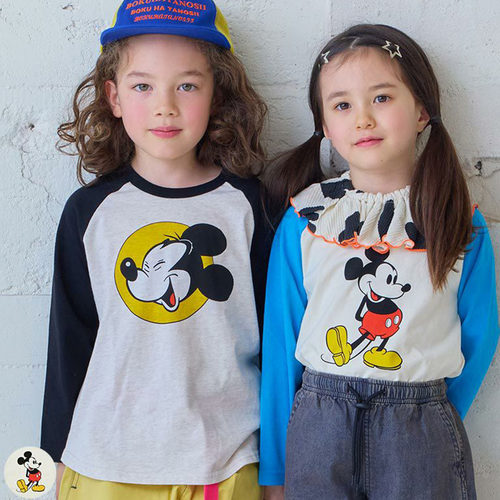 日单潮牌马牌markeys2025年新款男女童纯棉T恤拼接袖插肩袖棉质好