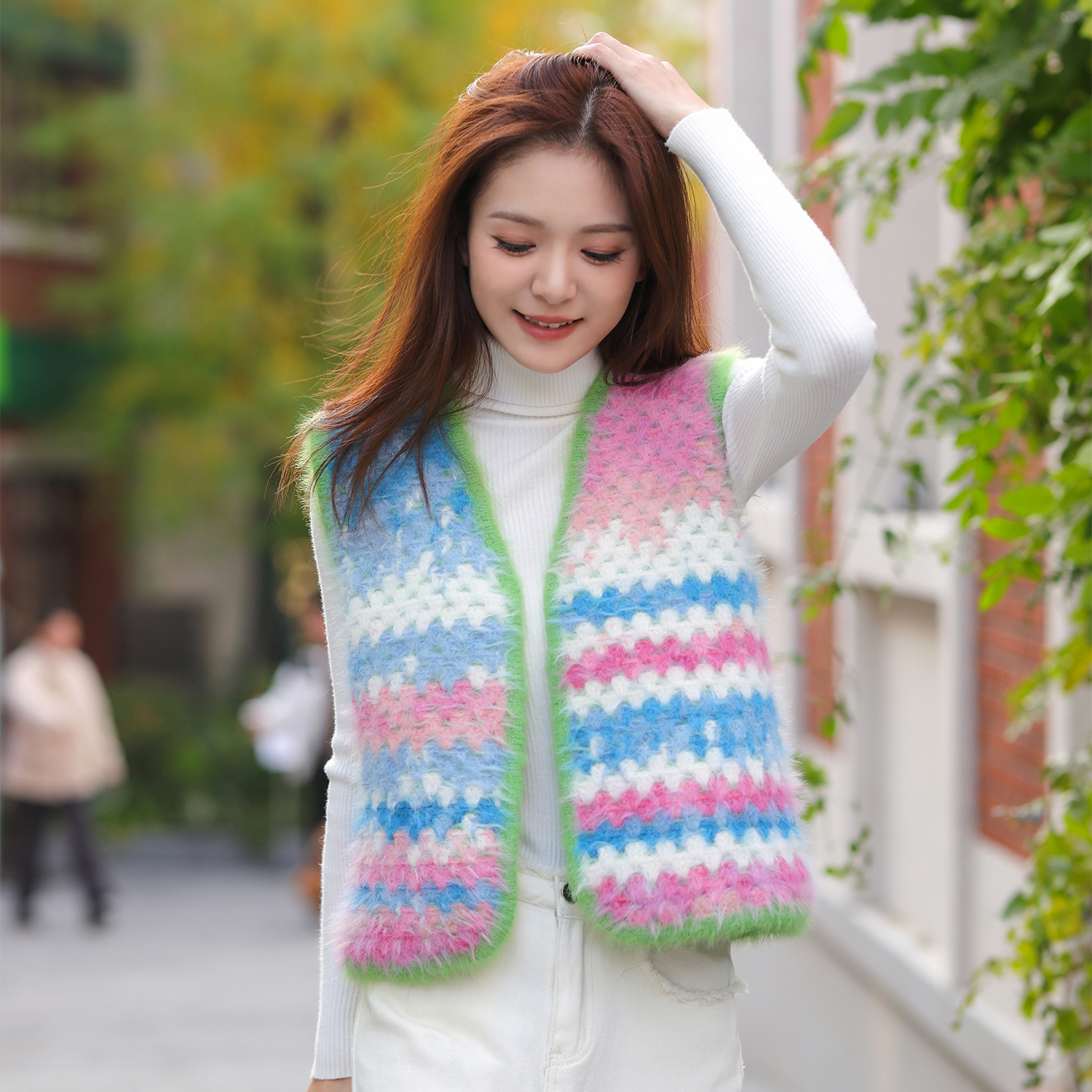 毛儿手作 绒趣 双面穿钩针马甲材料包 棒针钩针手工编织制作 雪宝