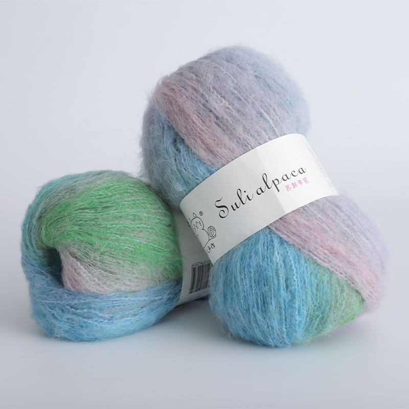 毛儿手作 苏利羊驼毛纯色段染毛线 手工编织毛衣围巾帽子用线150g