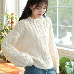 暖阳 棒针手工毛线编织diy制作 毛儿手作 时暖女士毛衣材料包