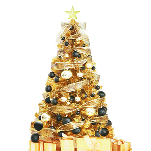1.5米金色豪华加密套餐圣诞树1.8米圣诞节2.1米装 饰 饰用品黑色装