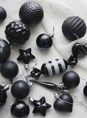 5CM黑色圣诞球异形球8CM洒粉糖果洋葱球6CM圣诞树装饰品挂饰摆件