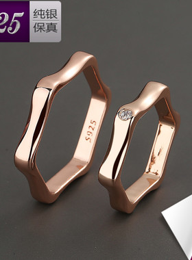 925纯银戒指情侣对戒小众设计六边形戒指俊哲同款六角形螺母戒指