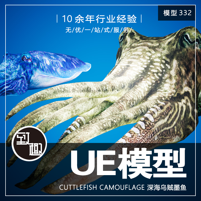 UE4UE5_Cuttlefish Camouflage 乌贼墨鱼游戏角色含动画_模型332