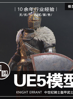 UE4UE5_Knight Errant 世纪骑士盔甲武士战士角色含动画_模型134