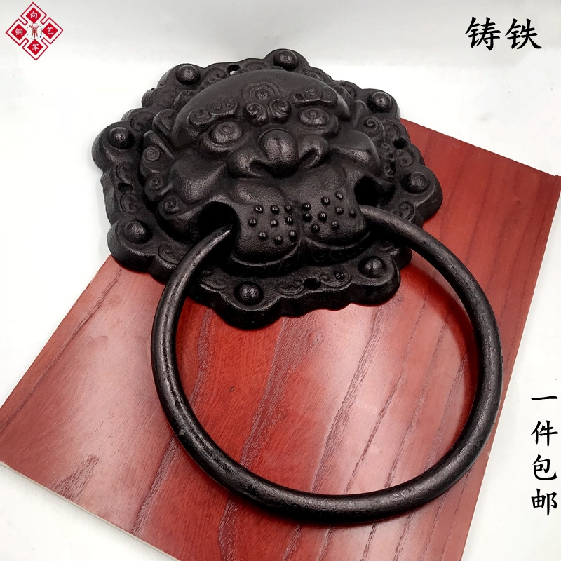 仿古大门拉手中式纯铜兽头狮子头虎头拉环把手配件复古典实木门环