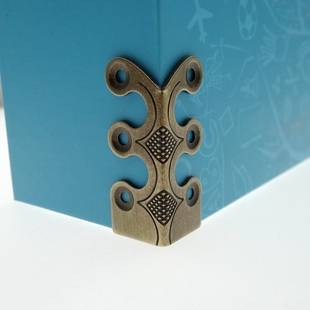 全黄铜包角护角金属木箱角花仿古木箱子家具三面包边角码装饰木盒