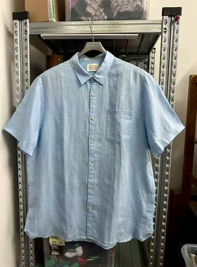 soda男式全麻短袖衬衫 天蓝色 regular版型 样品码 L 胸围116
