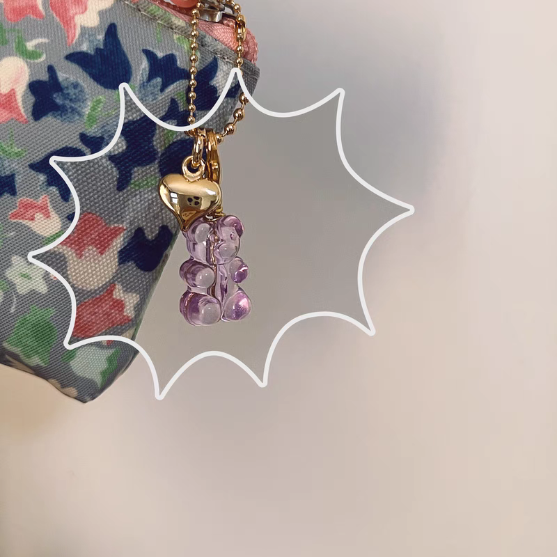 透明彩虹小熊软糖吊坠果冻小熊翻包扣拉链扣化妆包挂件吊坠万能扣