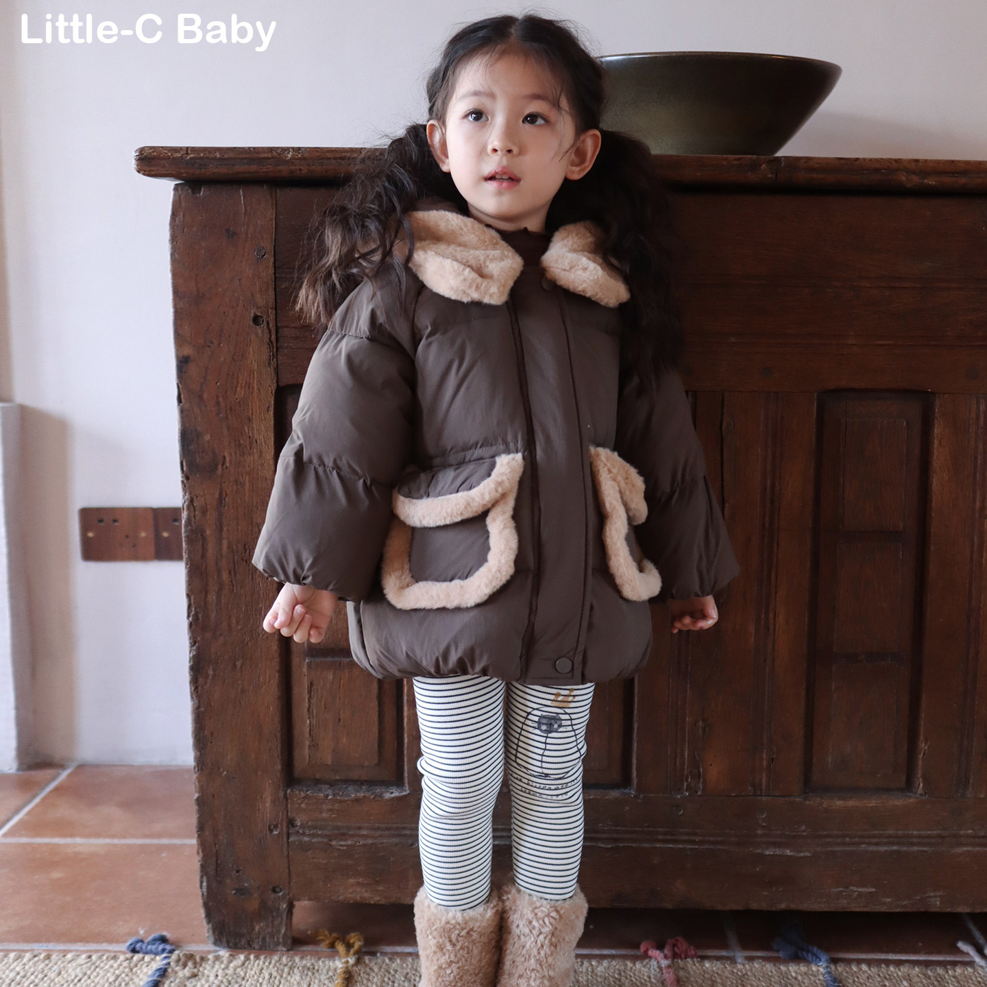 经典加厚超保暖棉服中长款！韩国女童2026春装新款棉衣宝宝棉袄