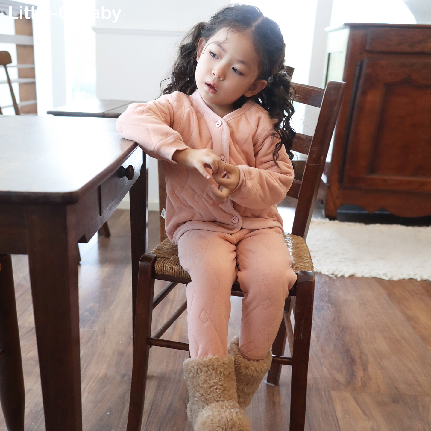 秋冬内搭神器！韩国女童2025新款夹棉家居服棉服棉裤纯棉加厚