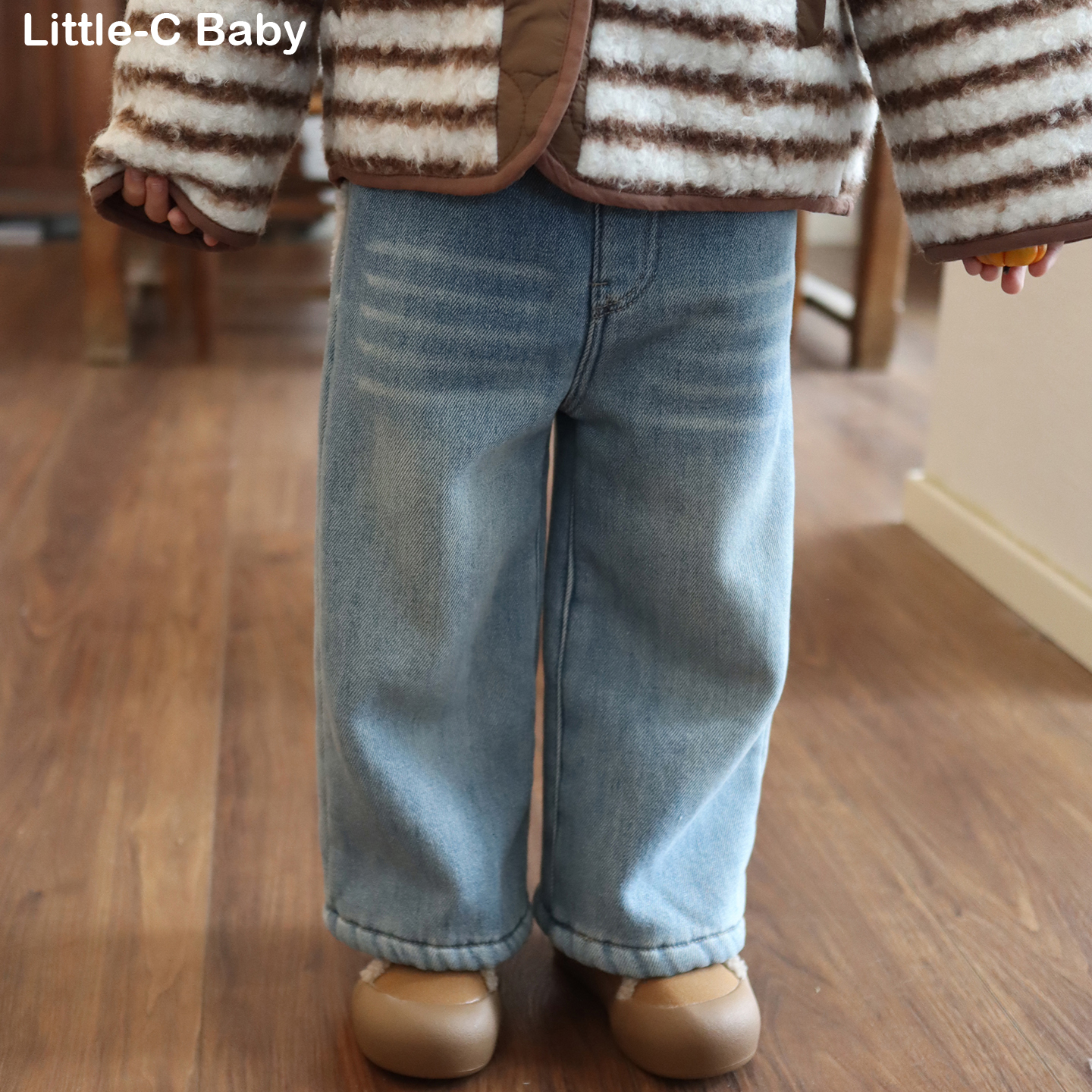一条过冬加绒巨厚实！韩国女童2025秋冬新款柔软一体绒牛仔裤长裤