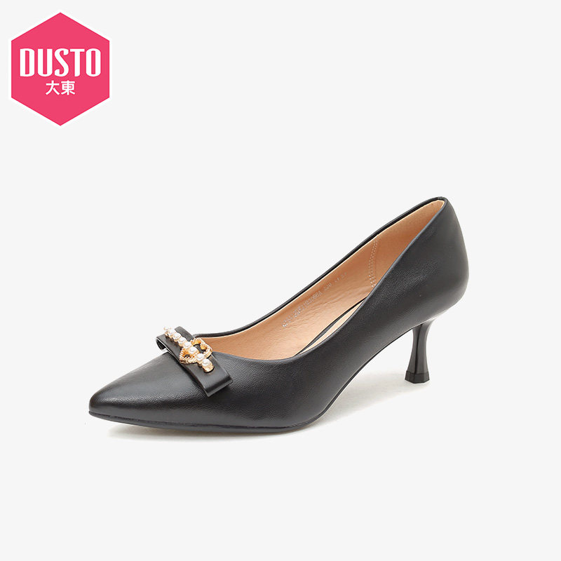 大东新款春秋优雅高跟细跟尖头套脚单鞋女鞋21q3066