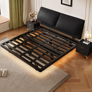 铁艺床悬浮床双人床出租房用可升降床头排骨架2026新款 家用软包床