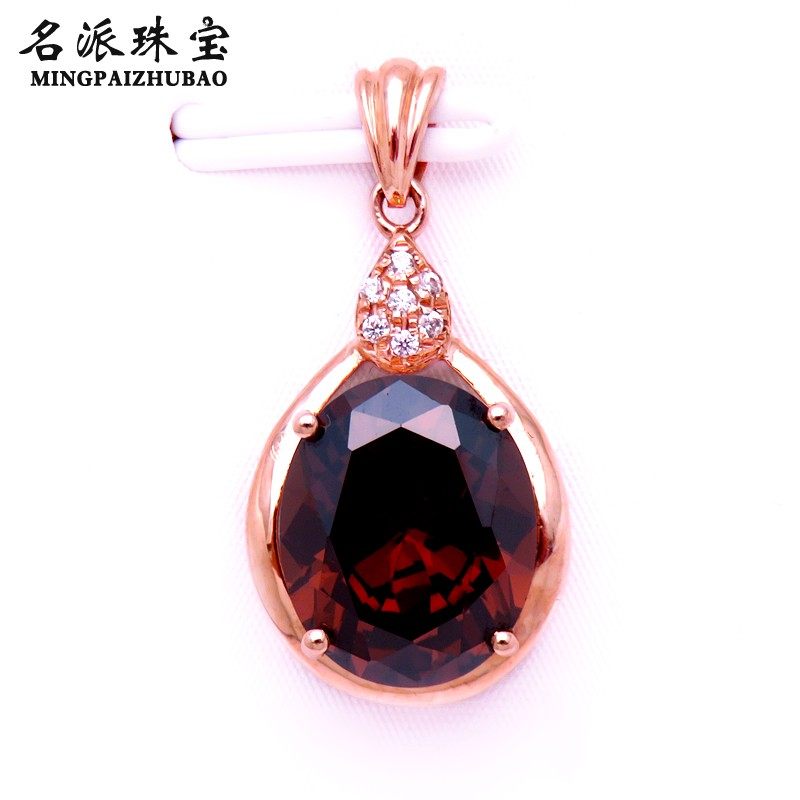 名派珠宝14k玫瑰金纯俄罗斯585新品时尚颜色宝石紫金吊坠送女友