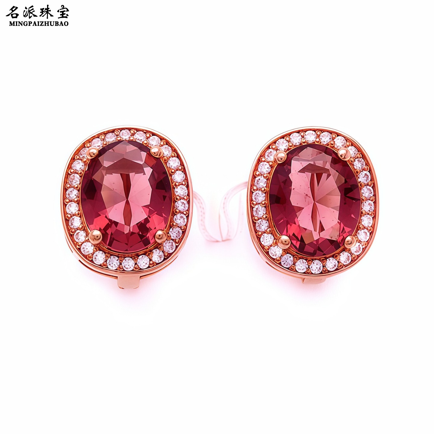 俄罗斯585彩金烟色宝石桃心耳环