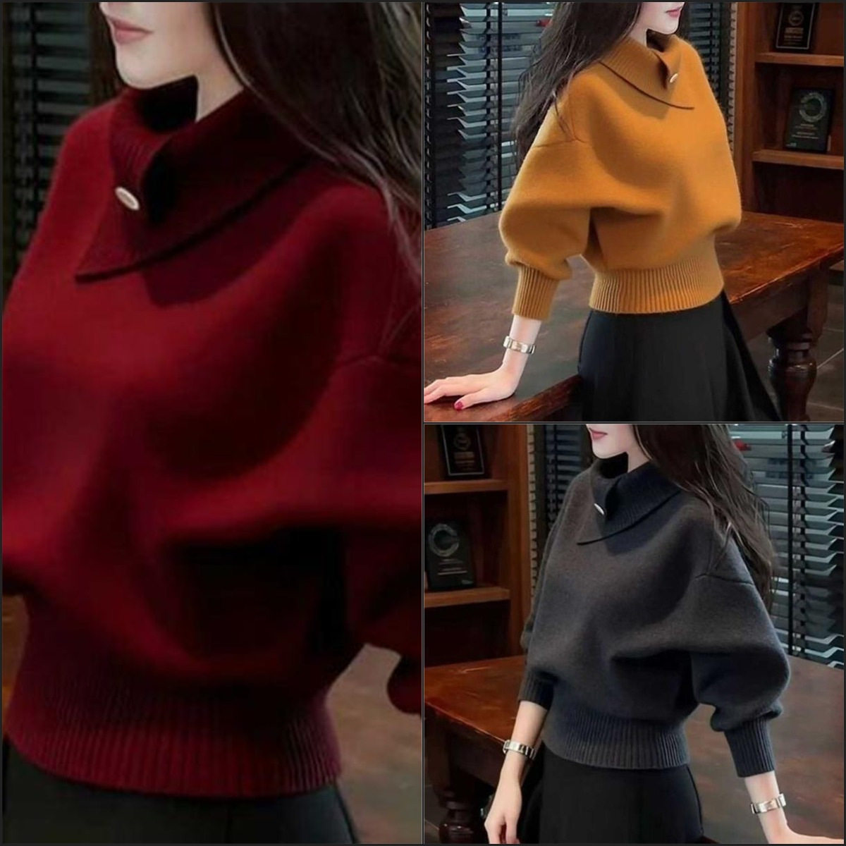 时尚女装跨境新款韩版休闲毛衣设计感软糯慵懒风打底针织套头,女装/女士精品,毛针织衫,淘宝优惠券,粉丝福利购,淘宝优惠卷