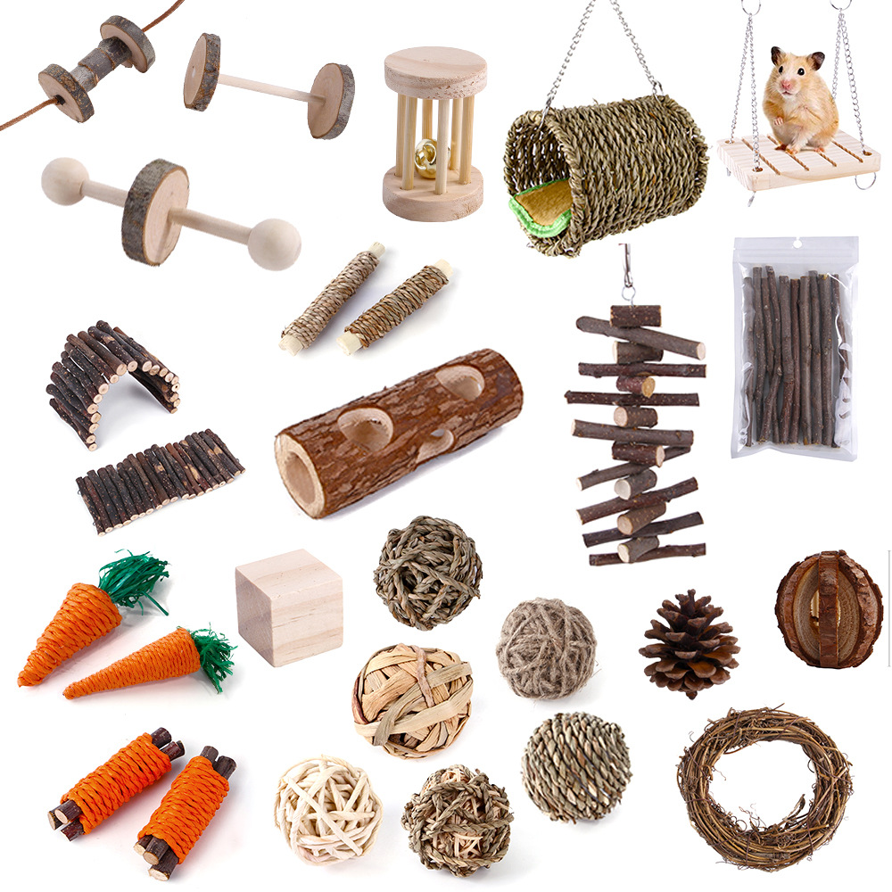 躲避窝房仓鼠玩具磨牙啃咬兔子草球龙猫玩耍解闷用品喂食球苹果枝