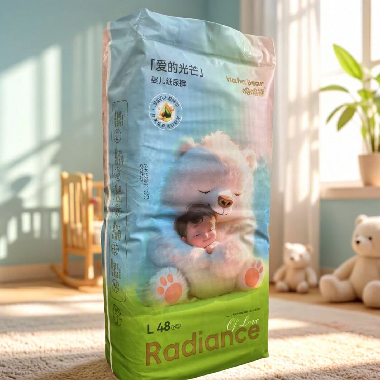 哈哈熊爱的光芒拉拉裤纸尿裤小花裤超薄透气柔软婴幼儿干爽尿不湿